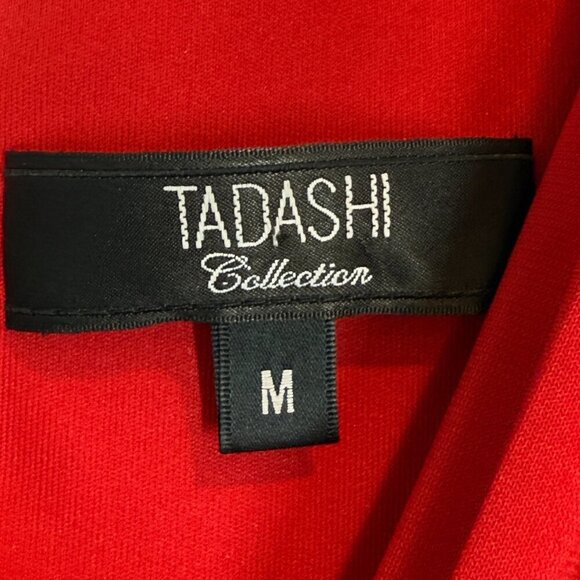 Tadashi Collection Red Dress Medium Red Cocktail Holiday Jersey Sheath - Picture 7 of 10